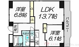パークヒルズ新大阪オアシス 2LDKの間取図画像
