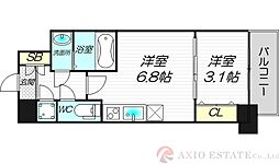 アドバンス江坂ラシュレ 1DKの間取図画像