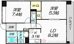 プロミネント・コート 2LDKの間取図画像