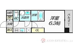 スプランディッド新大阪DUE 1Kの間取図画像