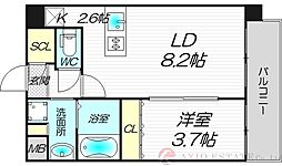 スプランディッド新大阪DUE 1LDKの間取図画像