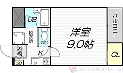淡路グリーンマンション 1Kの間取図画像