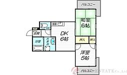 ゆたか.コーポ 2DKの間取図画像