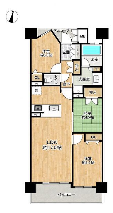 キッチンから洗面室・浴室が近く、家事導線良好◎インテリアプランが考えやすい間取りです♪