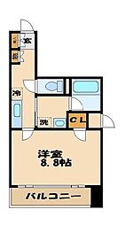 クロスフォート砧 1Kの間取図画像