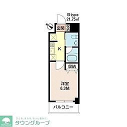 サンフル用賀 1Kの間取図画像