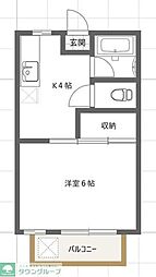 メゾンフローラ 1Kの間取図画像