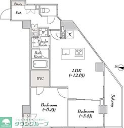 ルミーク千歳船橋 3階2LDKの間取り