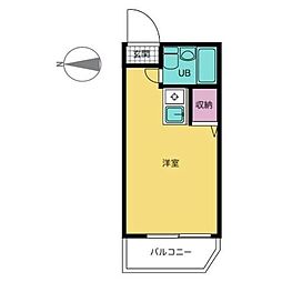 ヒルズ砧 3階ワンルームの間取り