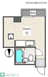 ハイツ岡庭 2階ワンルームの間取り