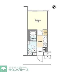ディームス初台I 2階1Kの間取り