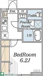 エクレール芦花公園 202 2階1Kの間取り