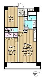 HF若林公園レジデンス 2LDKの間取図画像