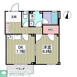 サフランハイツ吉沢 1Kの間取図画像