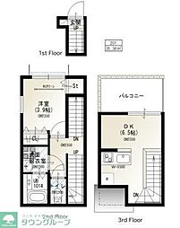 世田谷区玉川4丁目アパート 1DKの間取図画像