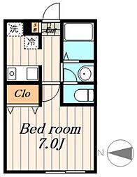 アルベフィオーリ北沢 1Kの間取図画像