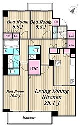 深沢パーク・マンション 3LDKの間取図画像