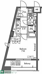 プラウドフラット三軒茶屋 1Kの間取図画像