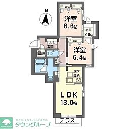 ターンベーリーレジデンス経堂 2SLDKの間取図画像