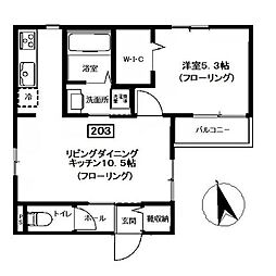 メゾン桜新町 1LDKの間取図画像