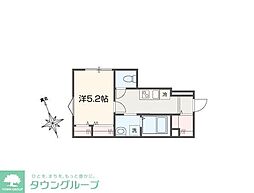 MELLAS和泉多摩川 1Kの間取図画像