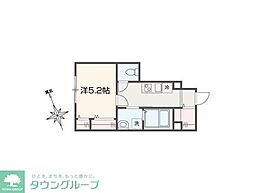 MELLAS和泉多摩川 1Kの間取図画像