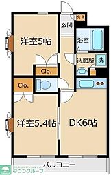 パインコート赤堤 2DKの間取図画像