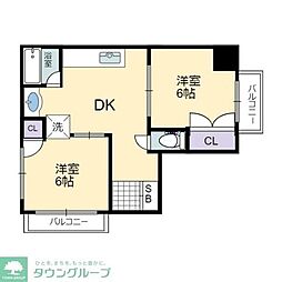 Lumiere赤堤 2DKの間取図画像