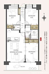 グレースピア長嶺1 3LDKの間取図画像