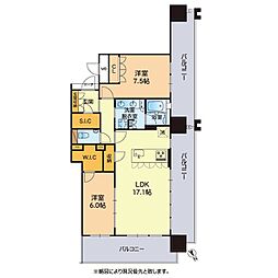 MJR熊本ゲートタワー 2LDKの間取図画像
