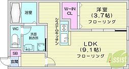 Halenix 札幌医大前 1階1LDKの間取り