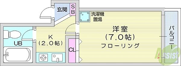 フロンティア北一条 ｜北海道札幌市中央区北一条西20丁目(賃貸マンション1K・3階・17.17㎡)の写真 その2