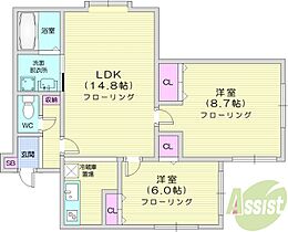 サンエー65  ｜ 北海道札幌市北区篠路六条5丁目（賃貸マンション2LDK・1階・64.71㎡） その2