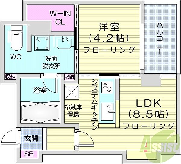 プライムメゾン鴨々川 ｜北海道札幌市中央区南七条西1丁目(賃貸マンション1LDK・4階・35.97㎡)の写真 その2