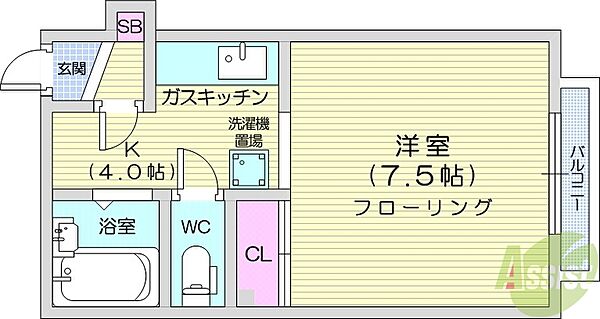 シェヌー裏参道 ｜北海道札幌市中央区南二条西22丁目(賃貸マンション1K・1階・24.91㎡)の写真 その2