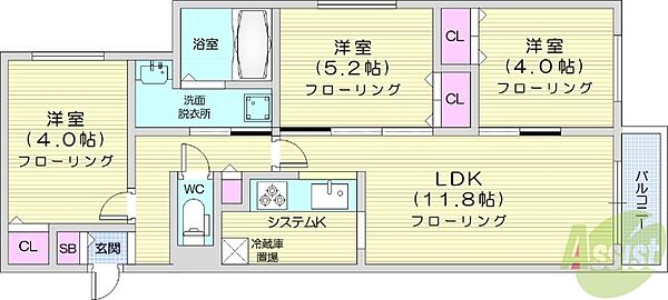 PRIME　URBAN札幌医大前 ｜北海道札幌市中央区南四条西13丁目(賃貸マンション3LDK・15階・58.59㎡)の写真 その2