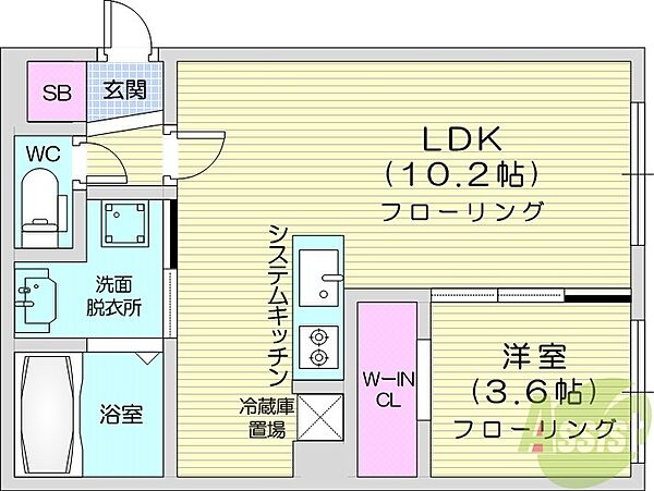 北海道札幌市東区北十二条東2丁目(賃貸マンション1LDK・2階・33.00㎡)の写真 その2