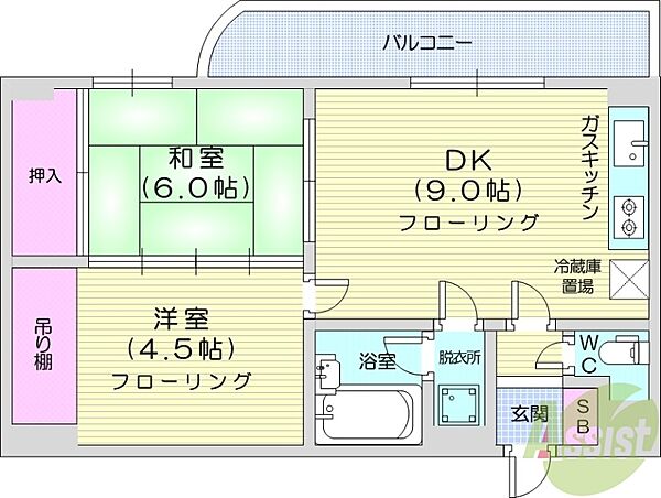 北海道札幌市北区北十六条西3丁目(賃貸マンション2DK・9階・37.00㎡)の写真 その2