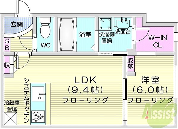 北海道札幌市東区北十六条東18丁目(賃貸マンション1LDK・1階・33.52㎡)の写真 その2