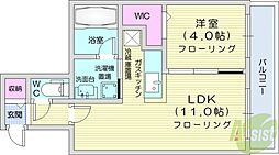 札幌市営南北線 北24条駅 徒歩4分の賃貸マンション 4階1LDKの間取り