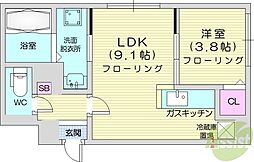 DeuxNoir 4階1LDKの間取り