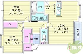 ノースヴィラ弐番館  ｜ 北海道札幌市北区篠路二条2丁目（賃貸マンション2LDK・2階・56.16㎡） その2