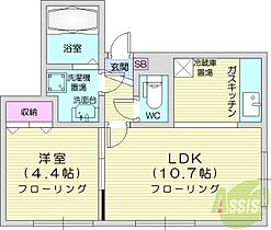 北海道札幌市東区北三十三条東13丁目（賃貸マンション1LDK・2階・30.05㎡） その2