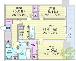 北海道札幌市北区北八条西1丁目（賃貸マンション3LDK・17階・73.62㎡） その2