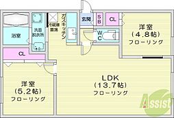 ソライエN36 2LDKの間取図画像