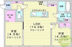 仮)アーバス南円山 2LDKの間取図画像