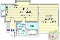 シェーンブルン北26条 1DKの間取図画像