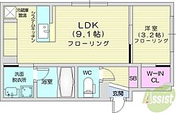 CURTIS N28 1LDKの間取図画像