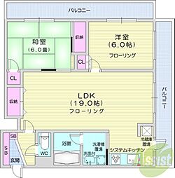 三和・マンション 2LDKの間取図画像