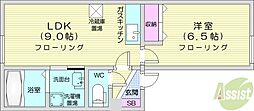 プリミエールウエスト 1LDKの間取図画像